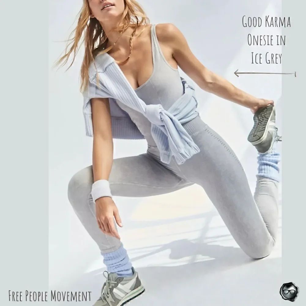 FP MOVEMENT GOOD KARMA ONESIE ICE GREY ONE PIECE WOMEN SIZE XS/S WORKOUT SMALL